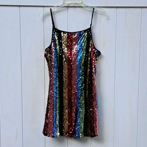 Sequin multi colored mini dress M